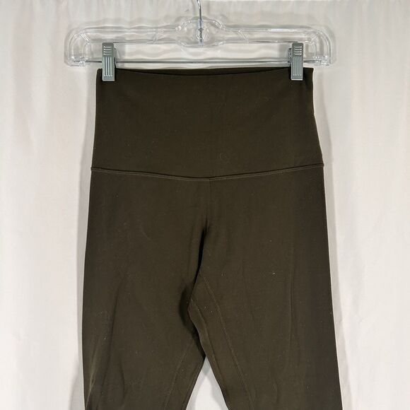 Lululemon Leggings Women's 6 Solid Green Pull On Inside Pocket High Rise - Picture 2 of 8